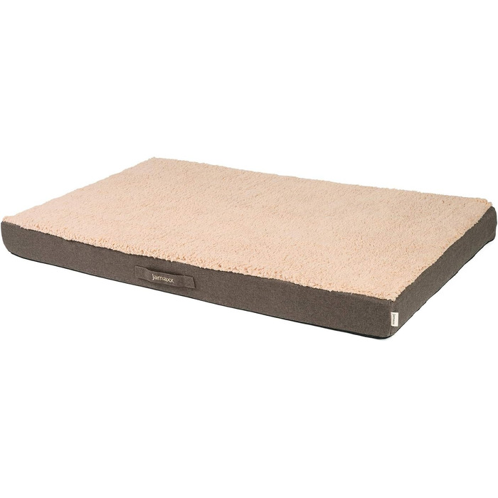 JAMAXX Orthopedic Dog Mattress - Joint-Friendly Memory Foam Visco - Washable - Removable Lambskin Cover / Water-Repellent Oxford Fabric - Robust and Cozy Dog Bed PDB1012, 90x65 (M), (L 120 x W 73 x H 30 cm, dark beige)