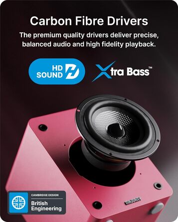 Активні колонки Majority D50X | 60W, 2.0, Hi-Fi, Bluetooth 5.3, HDMI ARC, AUX, USB | Студійний монітор з кобальтового шасі (каштанове дерево)