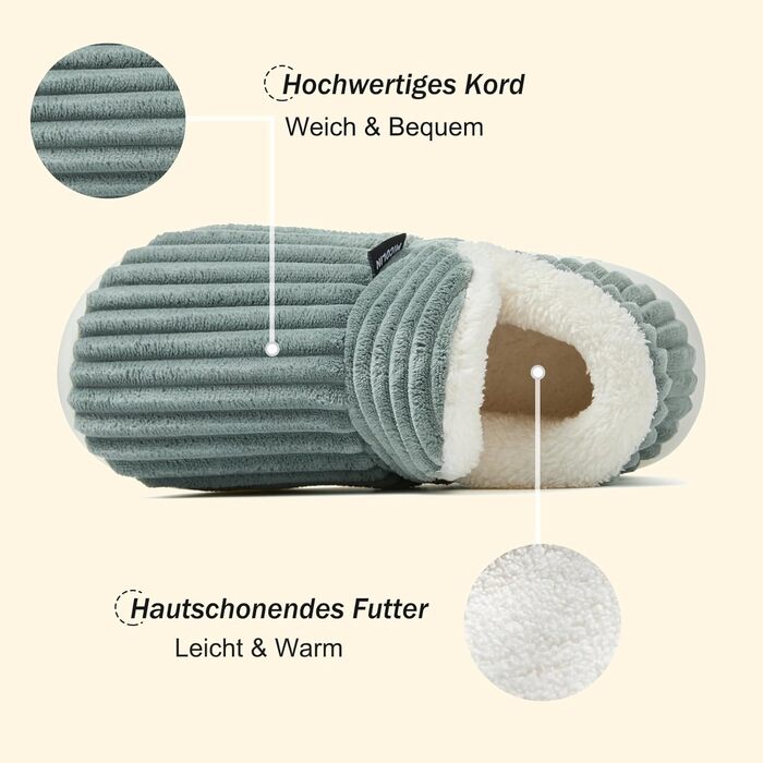 Тапочки домовик Donpapa для жінок та чоловіків, зимові, теплі, з плюшу, кордурової тканини, закриті, з пам'яті ефекту, антиковзаючі, для дому та вулиці (42/43 EU, оливковий)