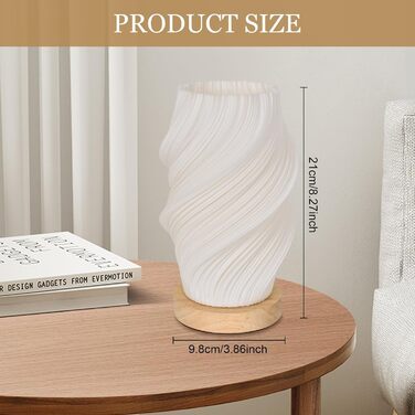 Дерев'яна настільна лампа - 3 режими, 9-рівнів регулювання яскравості LED, мінімалістичний дизайн, для спальні, вітальні, нічного столика, декоративна лампа з теплим/холодним білим світлом