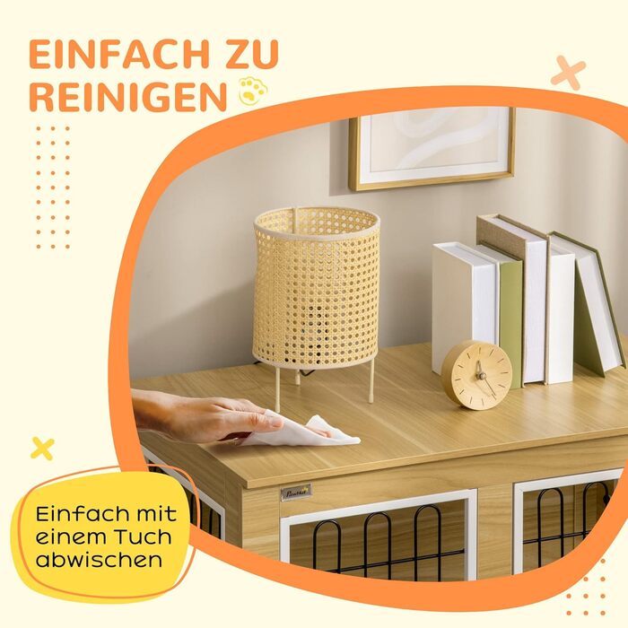 Клітка для собак PawHut з двома дверцятами, подушкою та двома засувками, металева, для дому, 90 x 58 x 65 см, колір дуб