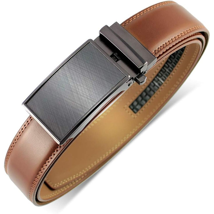 Чоловічий шкіряний ремінь DOOPAI з автоматичною застібкою, 35 мм, регульований розмір, без отворів, білий/коричневий (115-135 см)