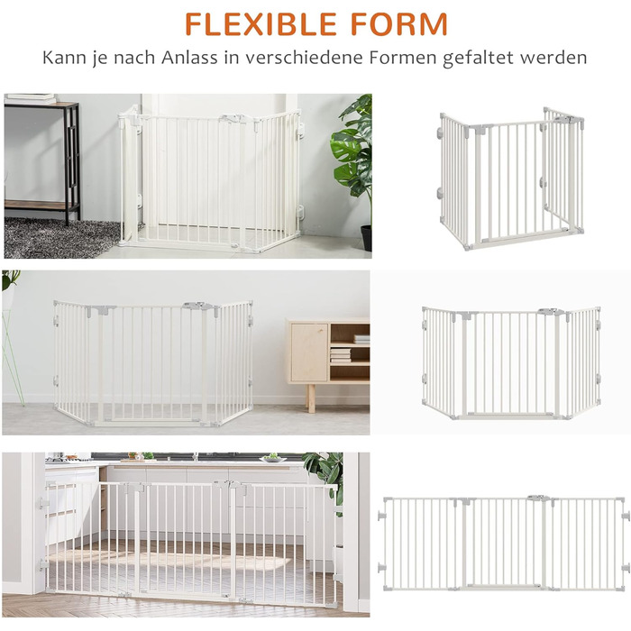Захисний бар'єр для собак PawHut - переносний, регульований, 3 панелі, 202,5 x 76 см, білий