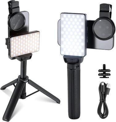 NEEWER BL120B Набір світла для селфі та татуювань LED, сумісний з iPhone, кліп-он CPL фільтр, штатив, тримач для телефону, заповнююче світло, видаляє відблиски для фотографії, відео, їжі, ювелірних виробів