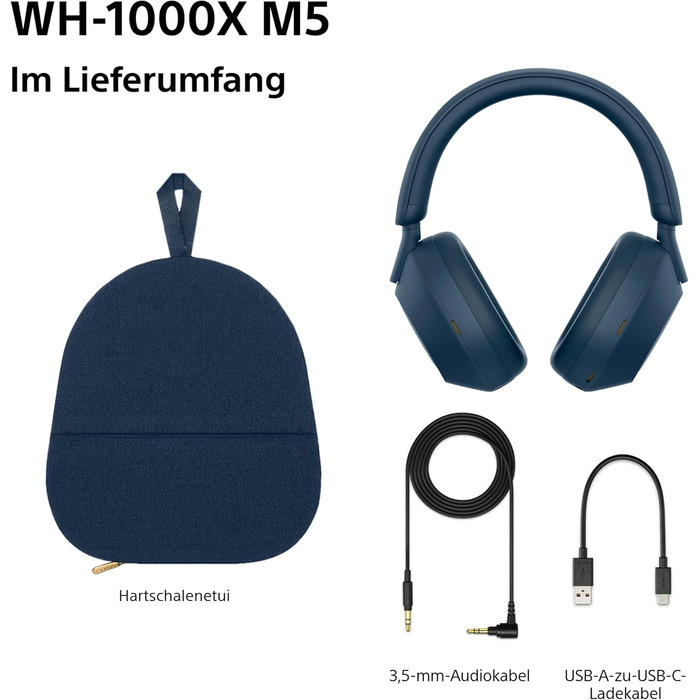 Навушники Sony WH-1000XM5 Bluetooth чорного кольору з шумозаглушенням та кейсом. Hi-Res Audio, до 30 год роботи, для iOS/Android