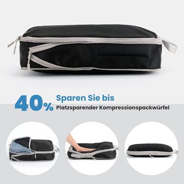 Набір кубиків-органайзерів для подорожей MEUVO - 7 шт. Компресійні сумки для валізи/рюкзака, чорні