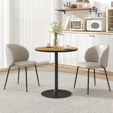 HOMCOM Dining Table, Round Kitchen Table, Modern Dining Table with Wood-Look Top for 4 People, Coffee Table for Living Room, Ø70 x 76 cm, Oak | Aosom