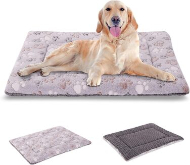BVAGSS Orthopedic Dog Bed, Washable Dog Cushion Fluffy Dog Mat, Reversible Soft and Warm Dog Bed for Small, Medium, Large Dogs XH079 (106x71x4cm, Grey Paw)