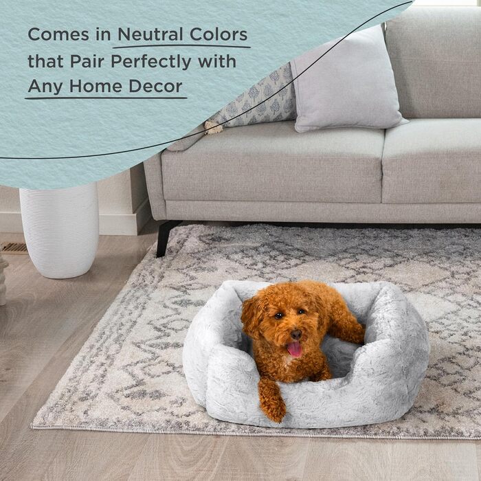 Круглий лежак для тварин Sheri The Original Calming Donut Lux - заспокійливий лежак з штучного хутра, 58 x 58 см