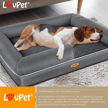 Orthopedic Dog Bed, Dog Cushion, Dog Basket Relax, Incl. Bowl + 3X Chew Bones, Dog Sofa for Small, Medium & Large Dogs, Removable and Washable Cover, 91x71x22cm Anthracite