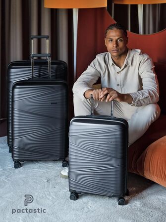 Легкий валіза-тележка з жорстким корпусом, 50 x 32 x 75 см, 103 літри, 3,63 кг, поліпропілен, TSA-замок, набір 3 шт. (темно-сірий металік)