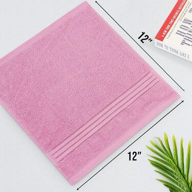 Набір розкішних махрових рушників для обличчя та тіла Utopia Towels, 100% бавовна, 30x30 см, м'які та гігроскопічні, колір Rose, 12 шт.