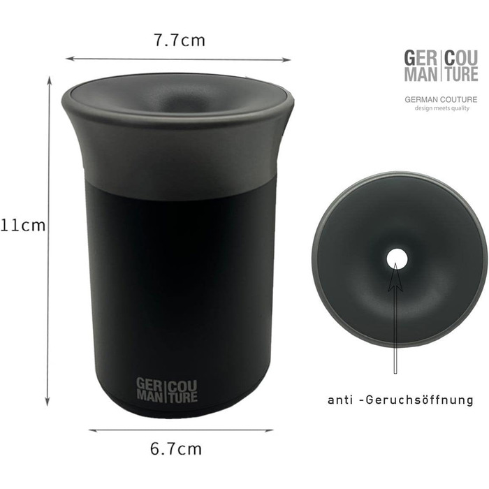 GC German Couture Stickbecher Auto-Aschenbecher compatible with IQOS ILUMA PRIME TEREA Sticks & Heets Sticks + Glo Hyper Pro Air neo Sticks Accessories & for PLOOM, black/grey