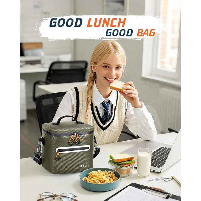 Lekesky 20L Ізольована Сумка-Холодильник – Переносна, Водонепроникна Сумка для Пікніка, Походу, Пляжу, Грилю (B-армійний зелений)