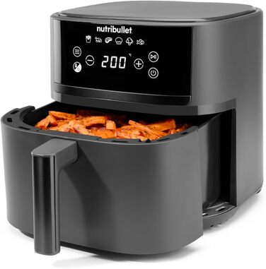 Nutribullet Crisplite Vision NBA0811DG: Фритюрниця повітряна, 8 л, цифрова, 2000 Вт, чорний матовий, 8 автоматичних програм, без PFAS