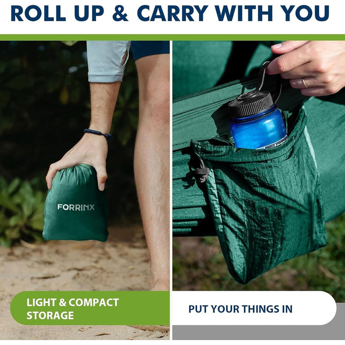 Гамак для відпочинку на природі: двомісний, 300x200 см, ультралегкий, до 300 кг, нейлон, дихаючий, для кемпінгу, саду, пляжу