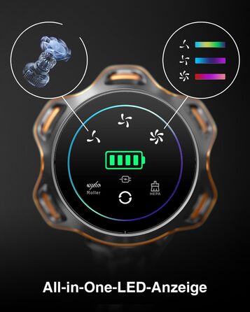 Бездротовий акумуляторний пилосос 45000Pa/550W/65хв, об'єм 1,6л з дисплеєм, антизаплутана щітка, самостійна парковка, док-станція на стіні, 8-шарова фільтрація, тихий, для шерсті тварин/килимів/твердих поверхонь/автомобіля (червоний)