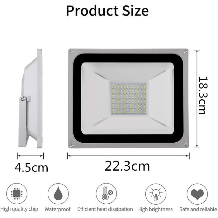 LED Floodlight Outdoor 100W Outdoor Spotlight | LED Floodlight Floodlight Outdoor Searchlight Cold White | Super Bright 10000LM 6000K Cold White IP65 Waterproof Floodlight Wall Light for Garden Sports Field