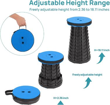 Тeleskopний стільчик, складаний туристичний стільчик для кемпінгу, риболовлі, барбекю та дому