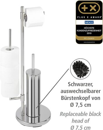Набір для туалету WENKO Neo: тримач туалетного паперу та щітки, нержавіюча сталь, сріблястий, 30 x 73 x 20 см