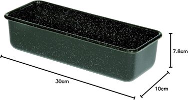Riess, 0638-022, Professional Baker's Baking Pan, King Cake Mold, Capacity 1.7 Liters, Height 7.8cm, Width 10cm, Length 30cm, Enamel, Black, Bread Baking Pan, Induction, Enamel Baking Pan, Loaf Cake Pan