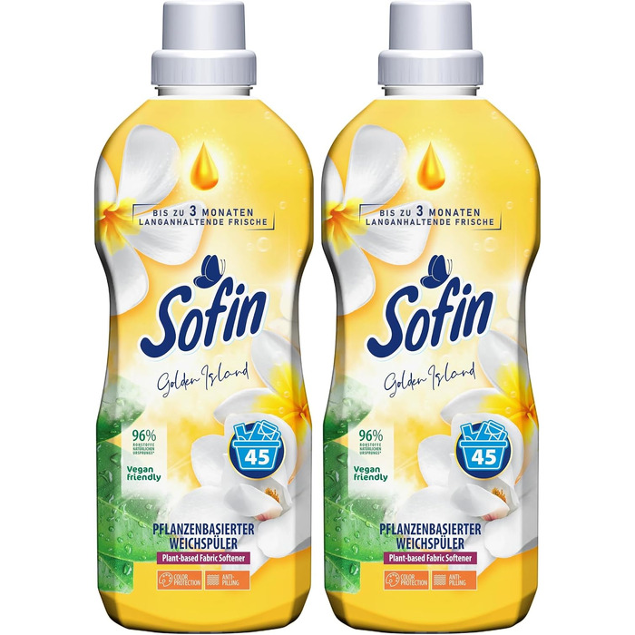Кондиціонер для білизни Sofin Golden Island веганський, з ефектом проти котунів, без мікропластику, 0.81 л (набір 10 шт)