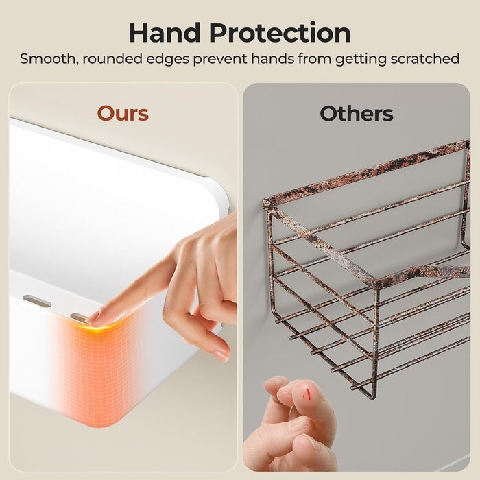 Поличка для душу Orimade без свердління, нержавіюча сталь, 5 шт. - тримач для шампуню, велика місткість, органайзер для ванної кімнати, ABS, білий