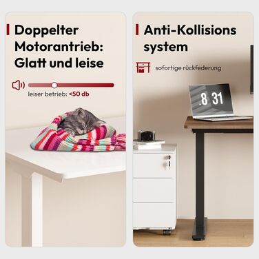 Регульований по висоті письмовий стіл SANODESK Pro з цільною стільницею (клен), 110 x 54 см