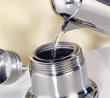 Cilio AIDA Espresso Maker 4 Cups | Polished Stainless Steel | Suitable for all stovetops, including induction | Ø 9cm, H:17.5cm | Italian Coffee Machine | Cafetera Polished Stainless Steel 4 Cups