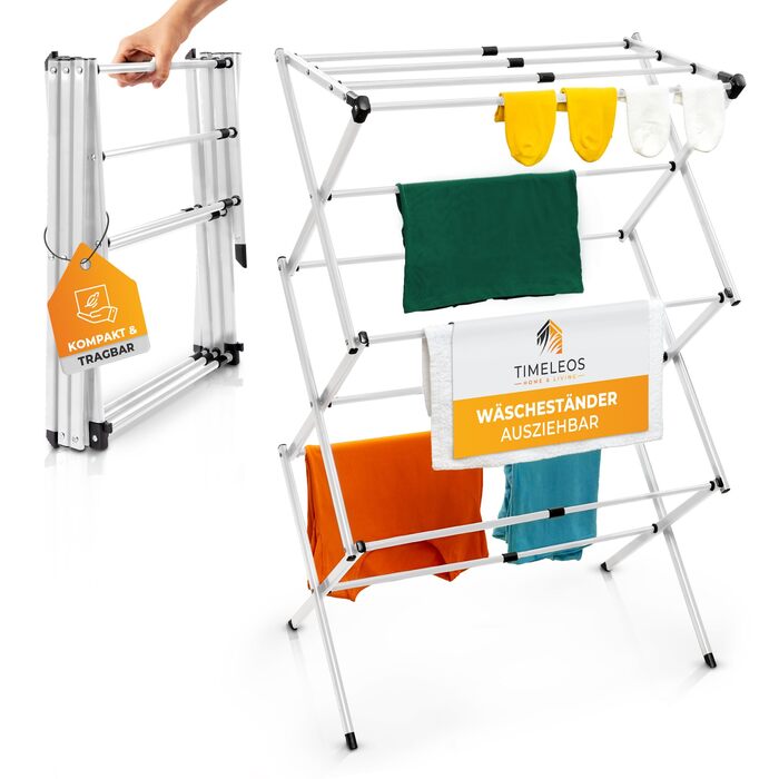 Складана сушилка для білизни - компактна, 6 ярусів, 11 стрижнів, для ванної, балкону, дверей, душу (біла)