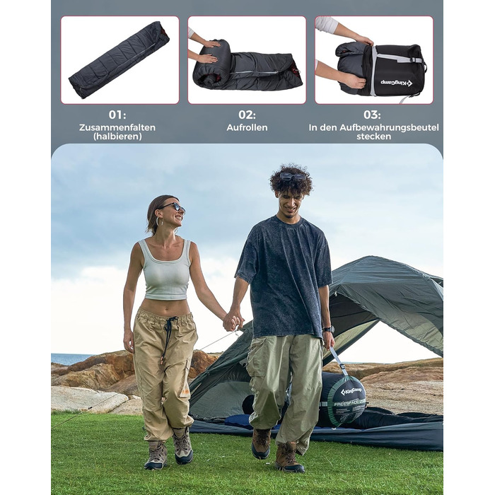 KingCamp 2-Person Sleeping Bag - Winter Warm Outdoor Sleeping Bag for Camping & Travel - 3-4 Season, Lightweight, with Flannel Pillows