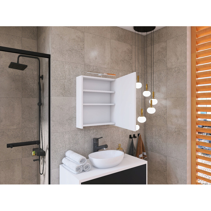 Шафа у ванну кімнату з дзеркалом та LED-підсвіткою Better Home, 50 x 60 x 14 см