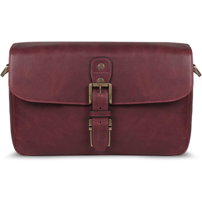 Чохол для камери MegaGear Torres: шкіряна сумка-месенджер для бездзеркальних, плівкових та DSLR камер, оливковий (бордовий)