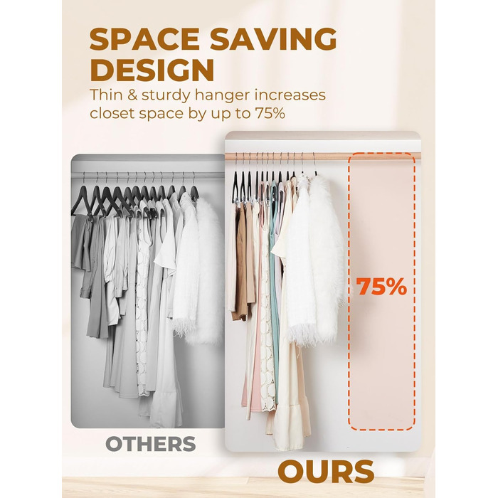 Набір вешалок для суконь та спідниць HOUSE DAY, 24 шт, чорні, з кліпсами, ультратонкі, антиковзаючі, економія місця