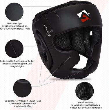 CE-Certified Boxing Headgear - Kickboxing, Muay Thai, Karate, Taekwondo Headguard (XL)