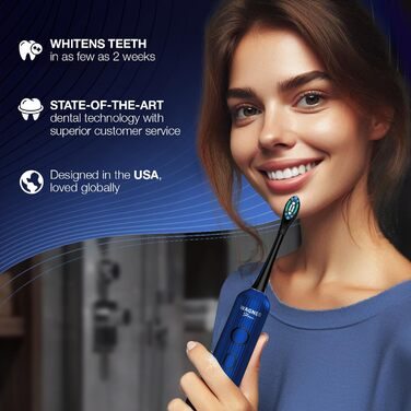 Електрична зубна щітка Wagner Stern VibroWave Plus: Звукова, з вібрацією та 4 насадками, водонепроникна IPX7, блакитна