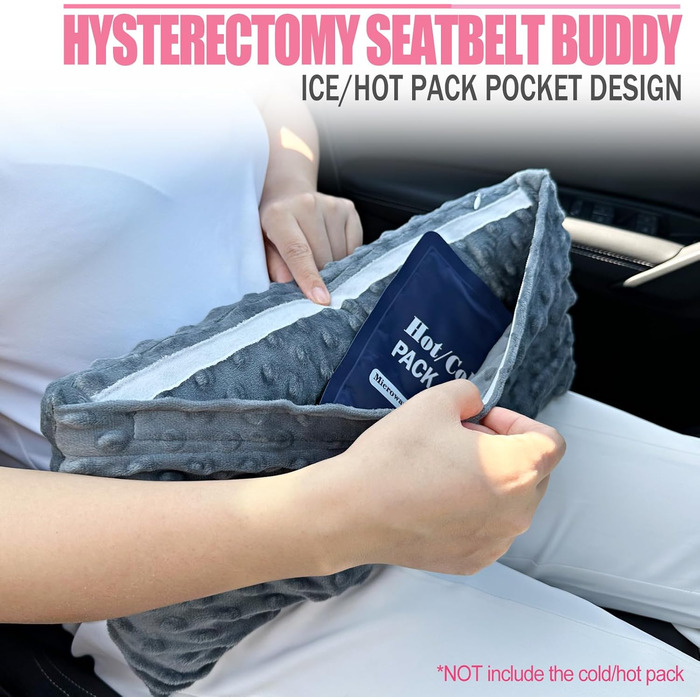 Hysterectomy Seat Belt Pillow after C-Section Pillow, Abdominal Surgery, Seat Belt Pillow with Pocket for Tummy Tuck, Hysterectomy, Recovery, a Must-Have for Patients, Gift, Minky Dot