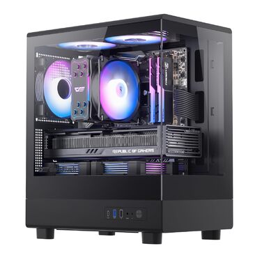 darkFlash DB330M: Чорний корпус для ігрового ПК Micro-ATX з 3 RGB вентиляторами, підтримка AIO 240мм, Typ-C