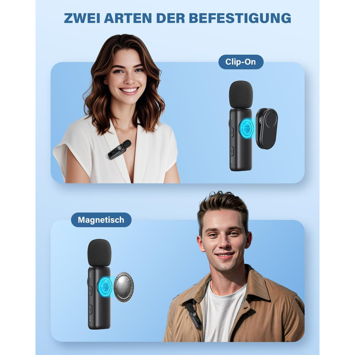 Беспроводной петличный микрофон для iPhone, iPad, Android - миниатюрный клип-микрофон с шумоподавлением, авто-подключением, функцией отключения звука и реверберацией, идеально подходит для видеоблогинга, видеосъемки, TikTok
