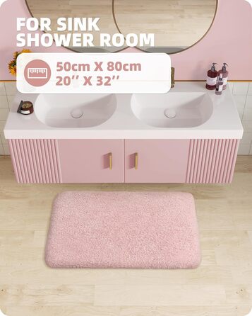Килимок для ванної кімнати Color G 40x60 см, нековзний, швидковисихаючий, м'який, для ванни, ручне прання (сірий, рожевий, 50x80 см)