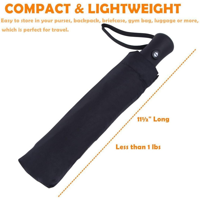 Loiina Сонцезахисний парасолька-рюкзак, вітростійкий, з подвійним куполом, автоматичний механізм, 8 спиць з нержавіючої сталі, захист від УФ-променів, легкий, компактний, стабільний