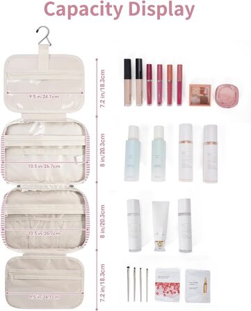 Narwey Косметичка для дівчаток з сіткою, велика, зелено-сіра, з смугами, модель Y