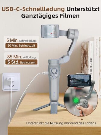 Rollei Steady Butler Mobil 3 SE: Gimbal для смартфонів з 3-осьовою стабілізацією, 280г, керування через додаток, сумісний з iPhone та Android