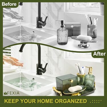 Набір аксесуарів для ванної кімнати FEXIA (5 шт.) - зелений декор у стилі бохо, органайзер для зубних щіток, дозатор мила, лосьйону