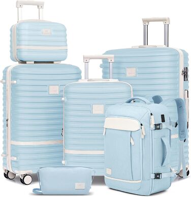 Набір валіз Joyway для ручної поклажі, розширюваний, з TSA-замком (світло-блакитний, 6 предметів, 13/20/24/28)