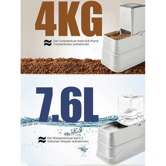 Автоматичний дозатор корму для собак 7L (2 шт.) з нержавіючою мискою, регульована висота, XXL, для великих собак та котів Maine Coon