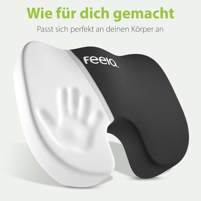 Подушка ортопедична автомобільна Feela® (Medium) – підтримка спини та куприка, 3 ступені жорсткості, чорна (60-80 кг)