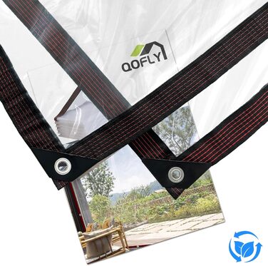 2x5m Waterproof Transparent Tarp with Grommets, Transparent Tarp for Outdoors, Tent Transparent Tarps Garden, Tent Tarp Cover, Weatherproof Tarp for Folding