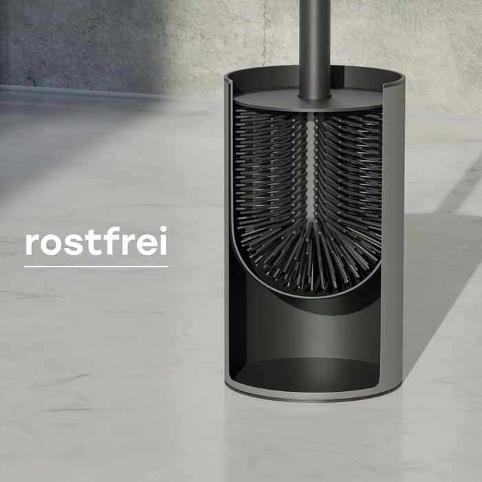 Силіконова щітка для унітазу SAVEGA з нержавіючої сталі та захистом від бризок - сірий колір