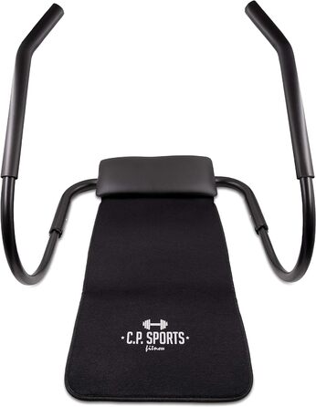 C.P. SPORTS AB Roller - Abdominal Trainer | Professional Ab Roller with Headrest & Mat for Abdominal Muscle Training & Fitness | Steel pipe black - foldable - space-saving for abdominal workout at home